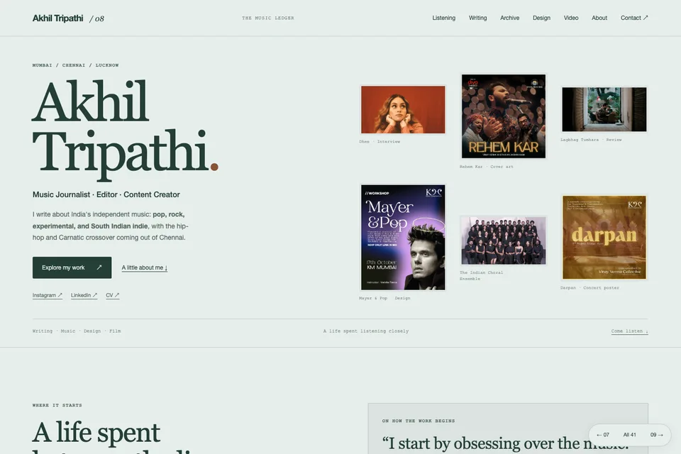 The Music Ledger portfolio preview