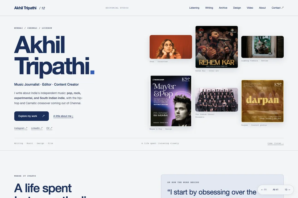 Editorial Studio portfolio preview