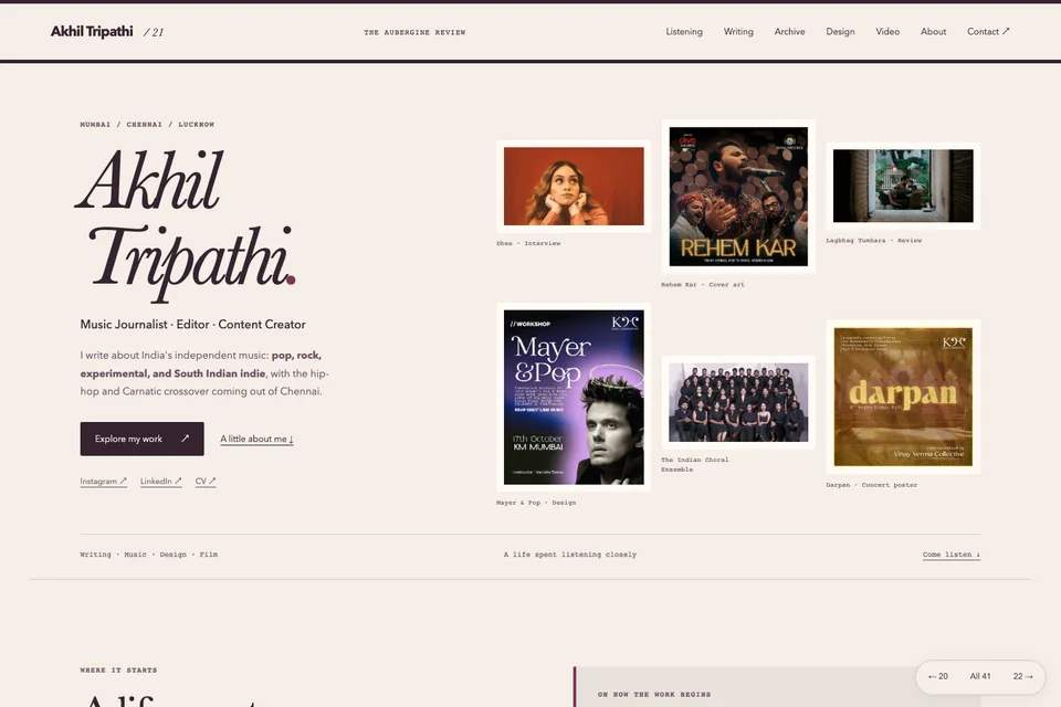 The Aubergine Review portfolio preview