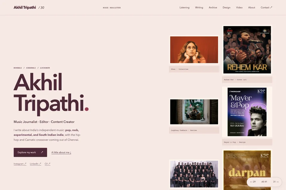 Rose Register portfolio preview
