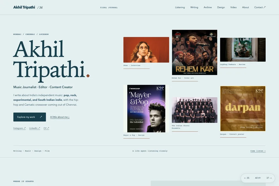 Tidal Journal portfolio preview