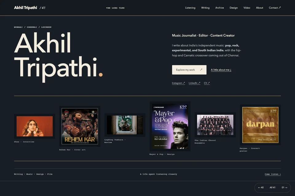 The Long Take portfolio preview